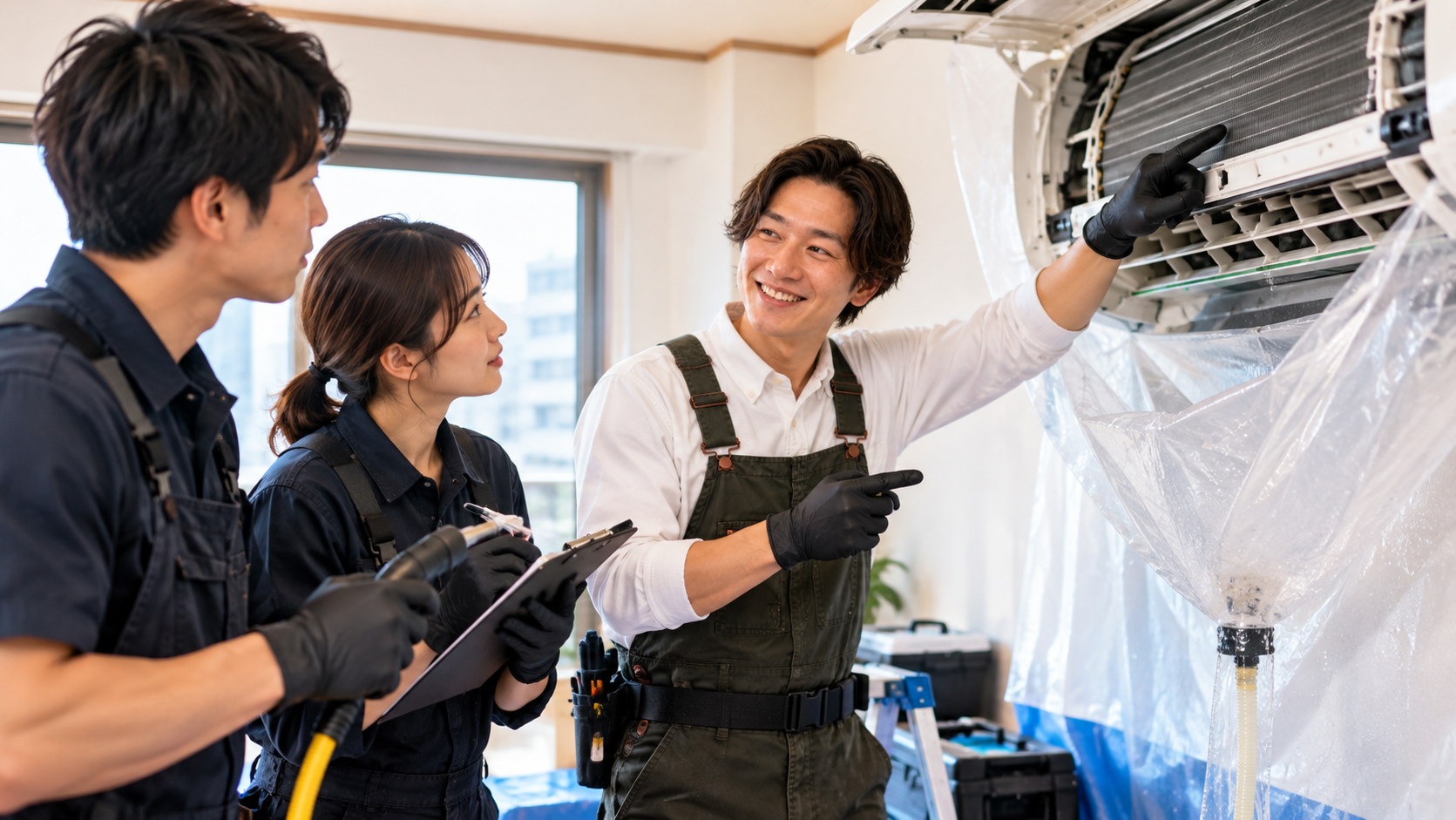 エアコンの分解技術を学ぶ講習のイメージ